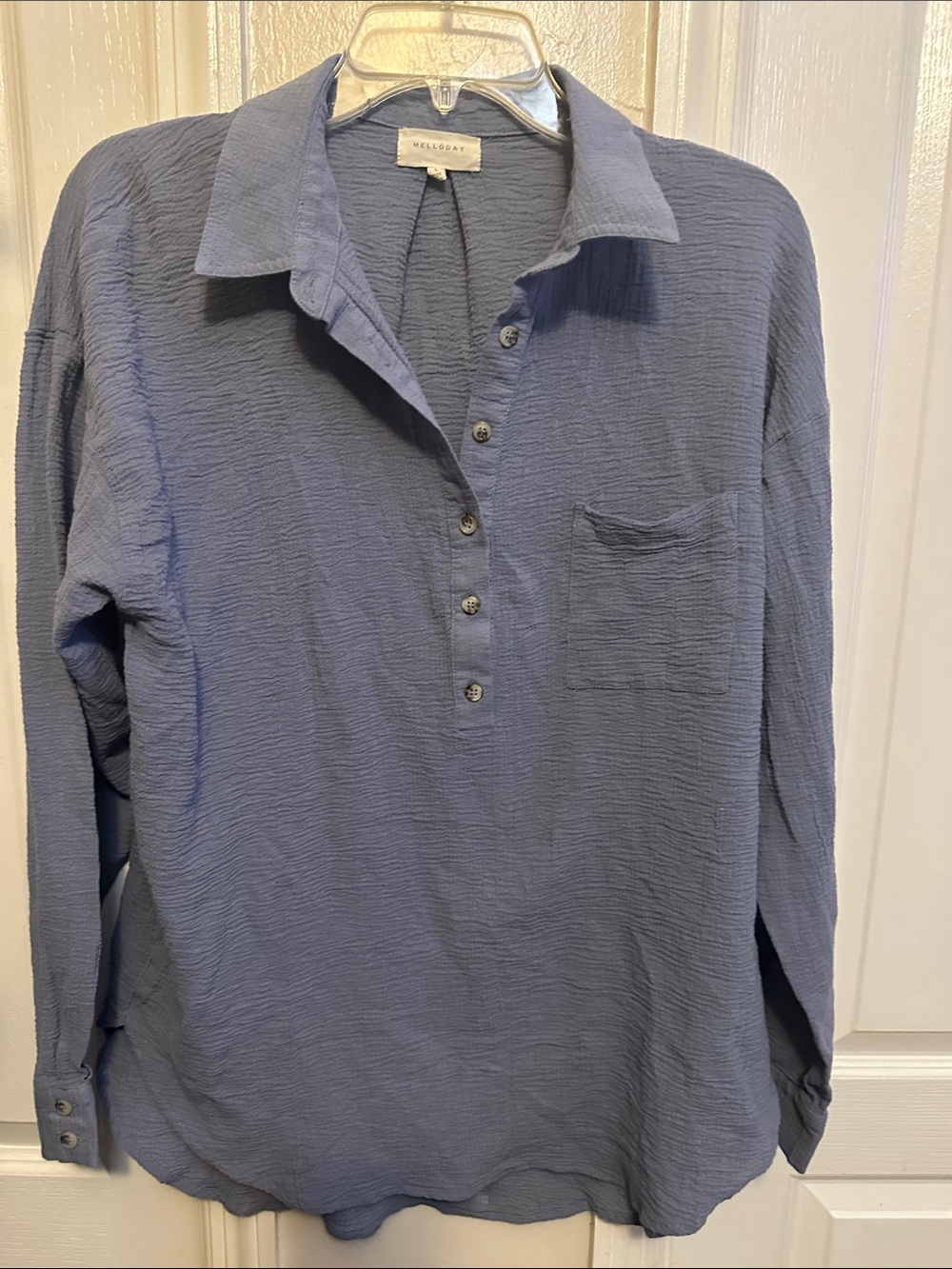 MELLODAY Casual Button-Down Shirt in Dusty Blue